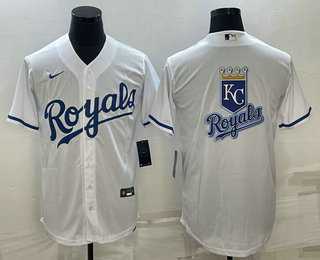 Mens Kansas City Royals Big Logo White Stitched MLB Cool Base Nike Jerseys->kansas city royals->MLB Jersey